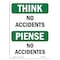 Signmission OSHA THINK, No Accidents, 5in X 3.5in, 10PK, 3.5" W, 5" L, Landscape, PK10, OS-TS-D-35-L-11849-10PK OS-TS-D-35-L-11849-10PK - alternate 1
